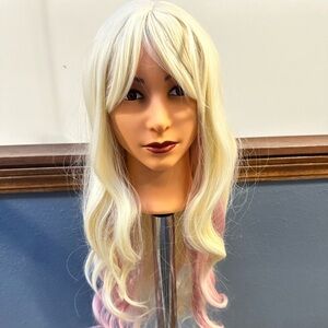 Blonde and Pink banged Women's Wig